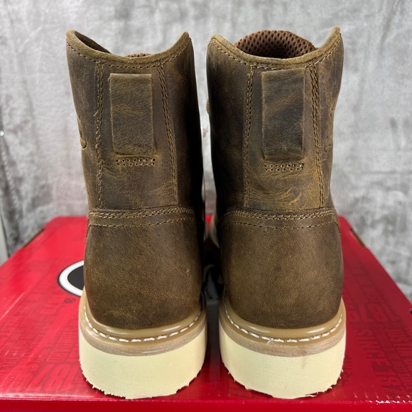 Justin Steel Toe Work Boots Mens 9.5D‎ Brown Leather Lace Up Wedge Sole Safety main image 10